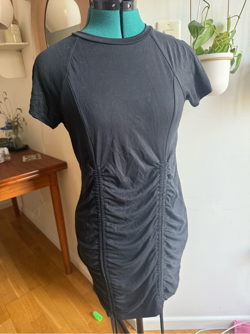 Topshop Black Ruched Side-Tie Mini Dress